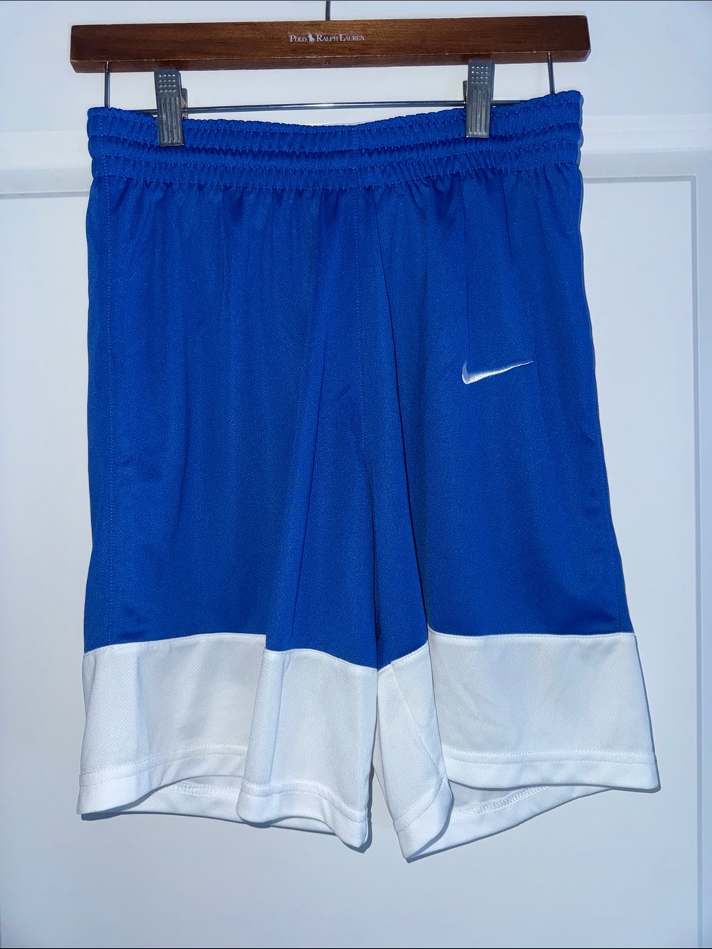 NWOT Kids Nike Jordan Blue & White Regular Fit Drawstring Dri-Fit Shorts S